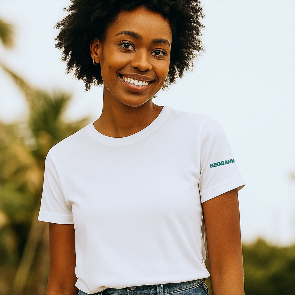 Picture of Ladies White Okiyo Organic 165g T-Shirt With Print