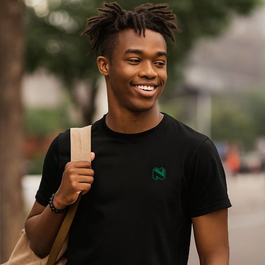 Picture of Mens Black Okiyo Organic 165g T-Shirt With Print