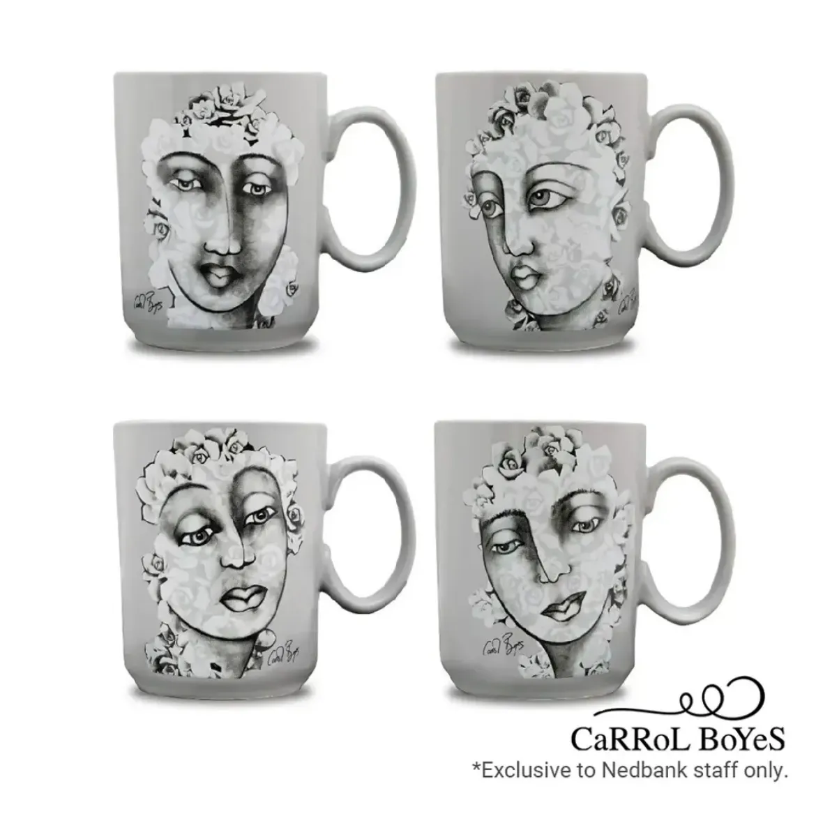 Carrol Boyes Mug Set of 4 - Succulent Faces		